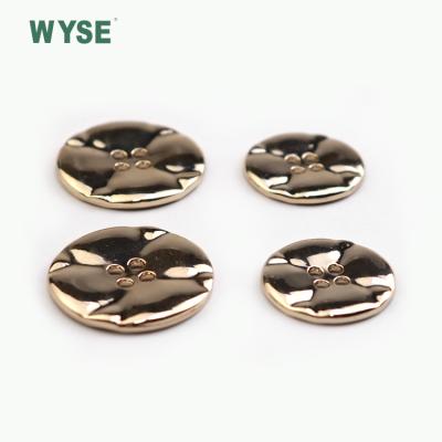 China Viable Shiny Zinc Alloy Gold Free Samples Custom Metal Four Holes Sewing Buttons for sale