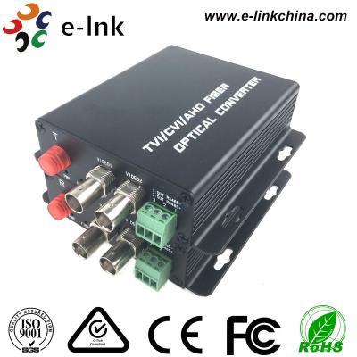 China PTZ Control AHD CVI TVI Over Fiber Converter 2CH1080P Video 1CH Backward Data RS485 for sale