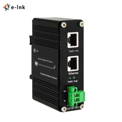 China Industriële Gigabit 802.3bt PoE Splitter Din Rail Installatie 10/100/1000M 12VDC 36w Uitgang Te koop