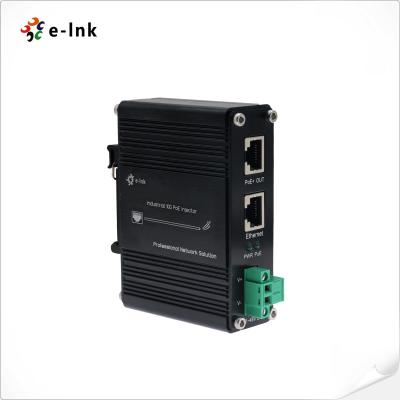 China 12~48V DC Industrial PoE Injector 30W 10G Data Rate for Outdoor Din Rail Installation for sale