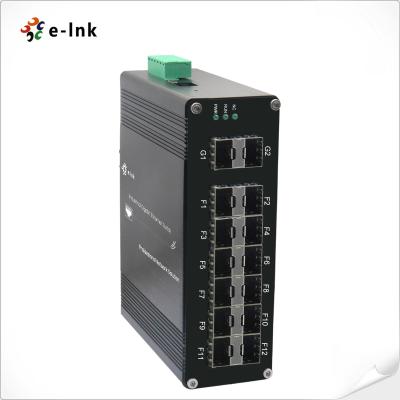 China Industrial L2+ Managed 12-Port 1000X SFP + 2-Port 1000X SFP Fiber Switch for sale