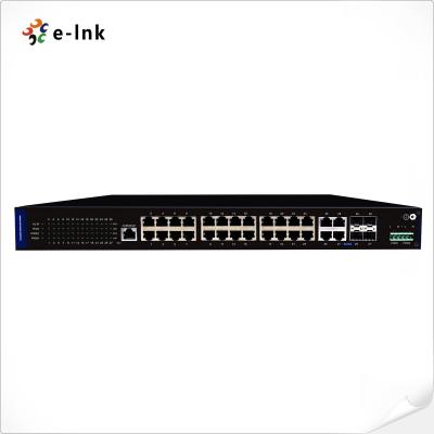 China Managed Industrial 24-port 10/100/1000T 802.3at PoE + 4-port TP/SFP Combo Ethernet Switch for sale