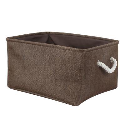 China Viable Foldable Cloth Storage Baskets Trash Cube Organizer with Cotton Handle High Quality Folding Cloth Cube Organizer (2 Colors) for sale