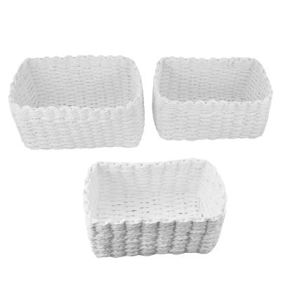 China 2022 Viable Wholesale Paper Rope Woven Baskets Set Storage Baskets For Children's Toys Sundries Storage Box for sale