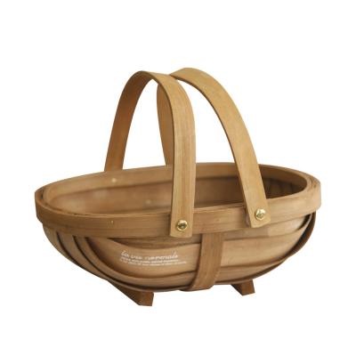 China Portable Nordic Style Storage Rural Decorative Handmade Wooden Basket Chips Racks for sale