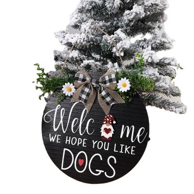 China Viable diy cartoon christmas slash wood festival rattan window door ornament hanging tree ornament decorate for sale