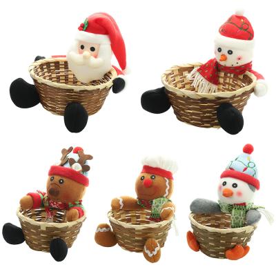 China Viable Festival Rattan Blow Christmas Decoration Cartoon Window Door Outside Canned Storage Baskets Gift Kids Ornament Tree To Decorate for sale