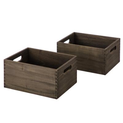 China Sustainable set of 3 rectangular natural material wood boxed storage baskets for sale