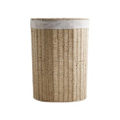 China Dirty clothes 2021 fashional viable hot sales bathroom basket with lid vellum handmade rope lined basket with handle for sale