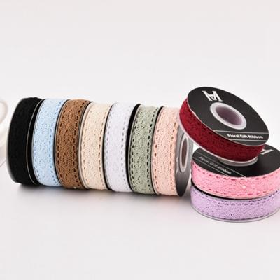 China Letter 10 Colors 2.5cm Hollow Cotton Custom Gift Ribbon for sale