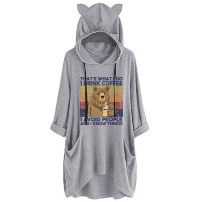 China Breathable Hot Selling On Amazon Oversized Womens Pop Cute Bear Printed That What I Print Hoodies And Sweatshirts Tops for sale