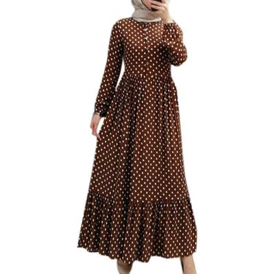 China Other Pop Polka Dot Ruffle Maxi Skirt Fashion Ladies High Waist Abaya Dress Arab Arabic for sale