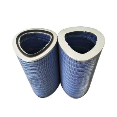 China Hotels Industria Dust Filter Cartridge Smoke Triangular Blue Flame Retardant Welding Filter Element For Blast Furnace Blowers for sale