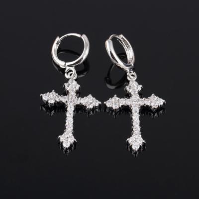 China FASHIONABLE Exquisite Zircon Cross Earrings Diamond Female Fashion Sense Of Luxury Temperament Ear Studs for sale