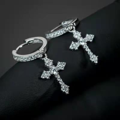 China Europe and America FASHIONABLE cross earrings shape Zircon earring exquisite temperament advanced fashionable ear studs for sale