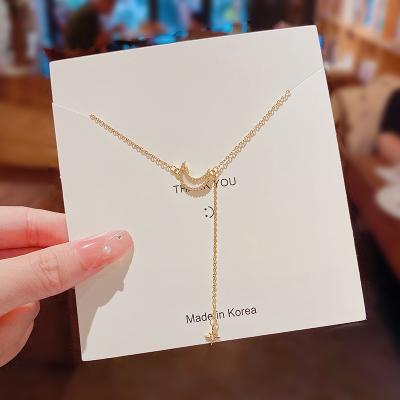 China Minority Women Cute Trendy Clavicle Chain Long Star Moon Star Tassel Necklace Fashion Exquisite Single Pendant for sale