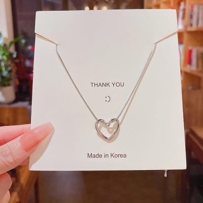 China Personality of Europe and America hollow out necklace women fashion titanium steel necklace simple wild heart-shaped clavicle chain for sale