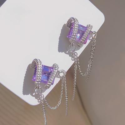 China Fashion punk tassel diamond earrings crystal women long unique earrings 2022 year new trend personality for sale