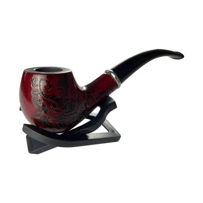 China Nanmu Tobacco Pipe Filter Minimalist Red Old-fashioned Tobacco Pipe Retro Curved Men's Smoking Set for sale