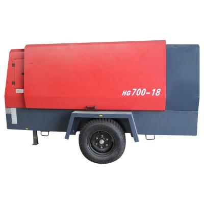 China 600 Cfm Lubricated Diesel Portable Screw Air Compressor For Drilling Rig for sale