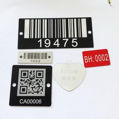 China Aluminum Alloy Aluminum Black Silver Color Stainless Steel Sign Escutcheon Barcode Mold Filling Label Printing Laser Oil Injection Hole for sale