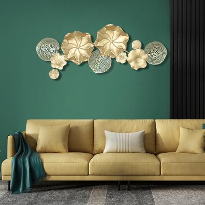 China Art Decor Luxury Natural European Style 3D Lotus Leaves Simplicity Metal Wall Decor for sale