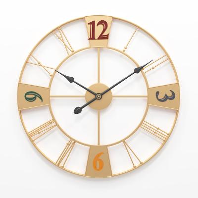 China Best Style Antique Selling Simple Wall Clock Home Decorative Wrought Iron Finger Pendulum Living Room Wall Clock for sale