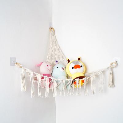 China Large Minimalist Macrame Toy Hammock Organizer Pet Net for Plush Show Corner Toys Hammock Hanging Net Plush Animal for sale