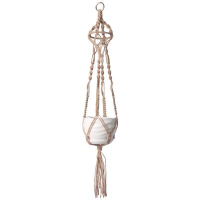 China Minimalist Plant Hanger Hemp Jute Rope Macrame Plant Hangers Pot Holder Hanging Basket with Bead Adjustment for sale