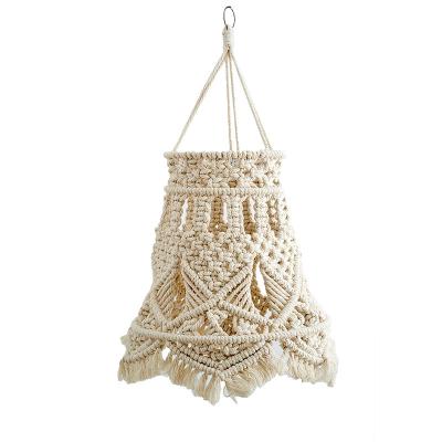 China Minimalist Boho Macrame Lampshade Ceiling Pendant Light Shade Woven Bohemian Shade For Living Room Bedroom Bathroom for sale