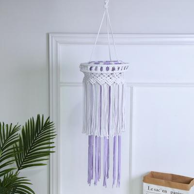 China High Quality Minimalist White and Purple Tassel Hanging Lantern Macrame Home Decor for sale