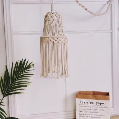 China Wholesale Boho Minimalist Style Rope Macrame Lamp Cover Cotton Handcrafted Woven Lampshade for Bedroom Living Room Home Decor for sale