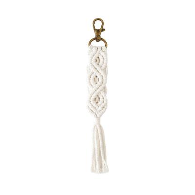 China Portable and Durable Antique Brass Tassel Charm Bridesmaids Backpack Style Macrame Weave Color Keychains Keychains for sale