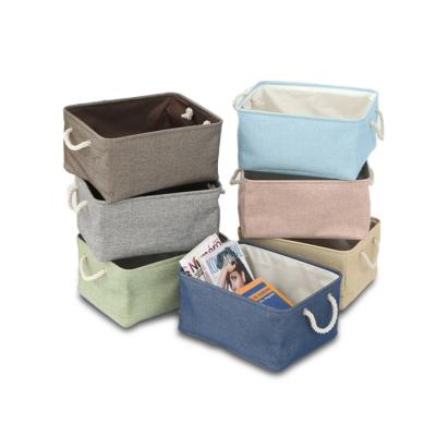 China KOREAN Nursery Baskets Small Cloth Basket Storage Bins for Baby Clothes with Rope Handles Foldable Cloth Storage for sale