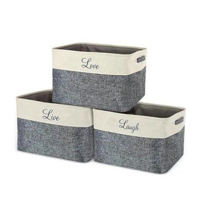 China 100% Eco-friendly Rectangle Collapsible Bins Storage Boxes Canvas Storage Baskets for sale