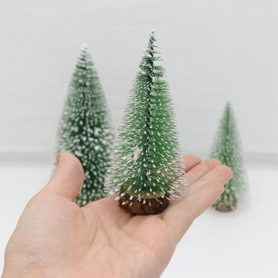 China Christamas Decoration Lit Wood Ornaments Mini Christmas Tree Small Pine Needle Tree With Fancy Lantern for sale