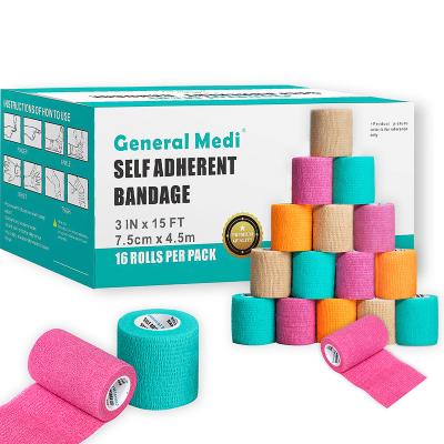 China Gauze Bandage Self Adhesive Sport Breathable Elastic Band Cotton Cohesive Bandage for sale