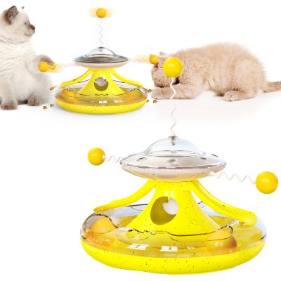 China Viable Pet Supplies Popular Cat Toy Leakage Windmill Trackball Turntable Funny Cat Stick for sale