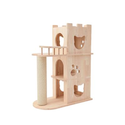 China Viable Cute Minimalist Style Indoor Castle Cat Climbing Frame Tree for sale