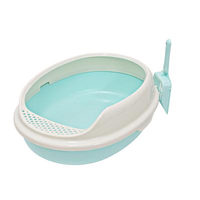 China Double Layer Sustainable Egg Shaped Small Cat Litter Box Multi Color Cat Litter Box for sale