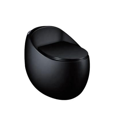 China Double-Flow Ceramic Matt Black Color Egg Shape Siphonic One-Piece Toilet for sale