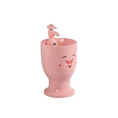 China Modern Pink Color Floor Stand Ceramic Wash Basin For Kids for sale