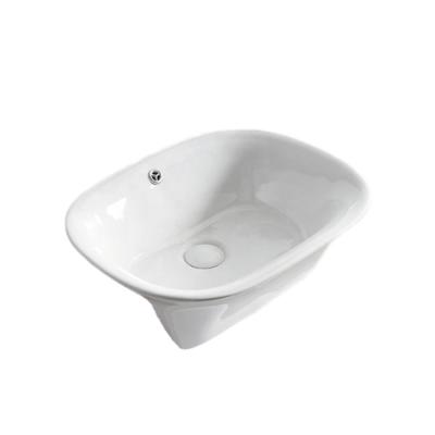 China Modern Easy Clean Square Bathroom Hand Wash Station White Ceramic Cabinet Basins for sale