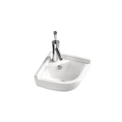 China Triangle Corner Modern Ceramic Wall Hung Wash Basin White Color for sale