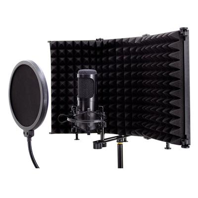 China Mancas01 Foldable Reflection Microphone Filter 3 Doors Mic Plastic Sound Shield Plastic Isolation for sale