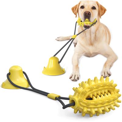 China Sustainably Rising Suction Dog Chew Toys TPR Chews Cactus Ball Scaler Dog Toy Drawstring Pet Molar Toy for sale