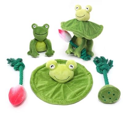 China New Viable Frog Series Pet Toys Teeth Molars Cotton Rope Clean Dog Bite Sounding Plush Toys Wholesale for sale