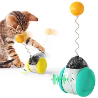 China New Viable Happiness Increase ABS Interactive Pet Cat Toy Ball Sounding Catnip Tumbler Toy for sale