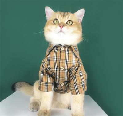 China Insti Blue Kitty Clothes Plaid Shirt Cat Teddy Anti-Hair Loss Pet Dog British Fashionable Slim Viable Summer Shorts for sale