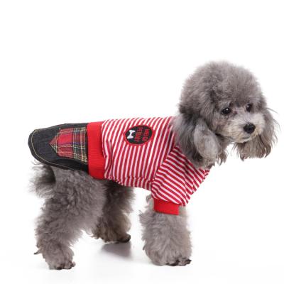 China Durable Special Dog Clothes Denim Spring Striped Quilting Clothes Pet Clothes Summer Dog Vest Skirt for sale